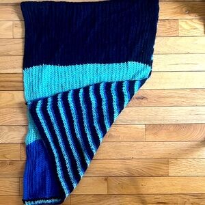 Light Striped Knit Blue Scarf